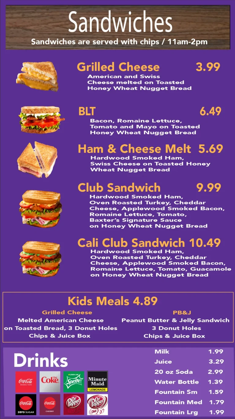 Sandwiches and Wraps APRIL 2026 UPDATE